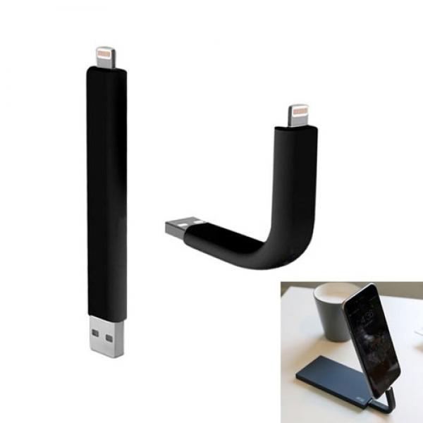 Flexible USB Charging Sync Data Cable / Stand for iPhone/iPad Mini/iPad Air Black (9cm)