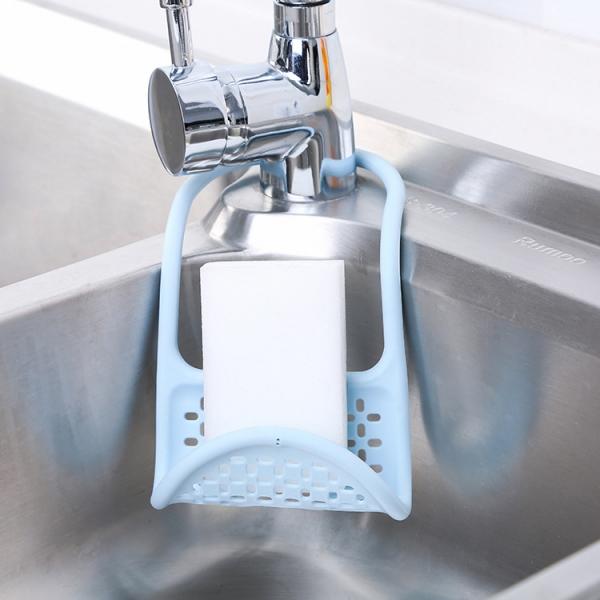 Foldable Sink Sponge Holder Cleaning Brush Tableware Drain Hang Rack Bathroom Soap Toothbrush Storage Rack Blue