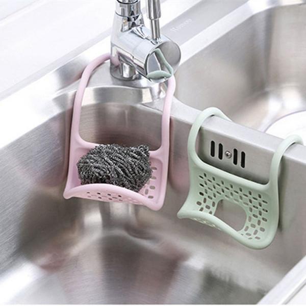 Foldable Sink Sponge Holder Cleaning Brush Tableware Drain Hang Rack Bathroom Soap Toothbrush Storage Rack Pink