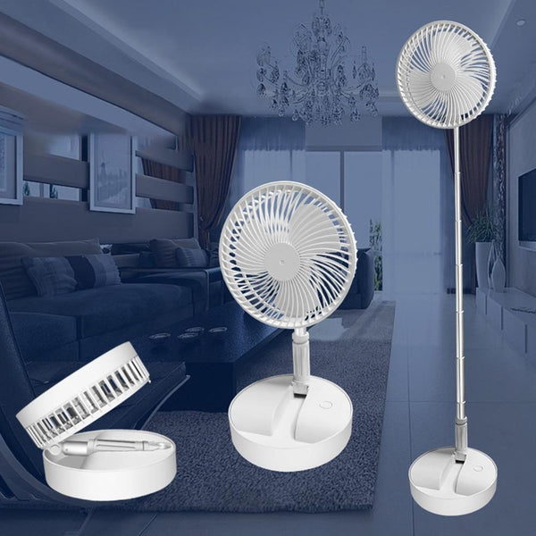 Folding Telescopic Mini Fan USB Rechargeable Fan Student Folding Floor Fan Cooling Small Dormitory Bed Desk Outdoor Camping