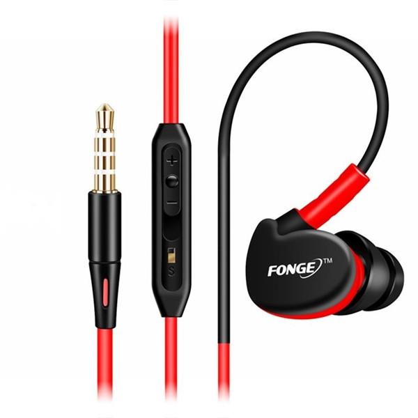 FonGe Sport Earphone Cool Ear Hook Style Headset for All Cellphones Red