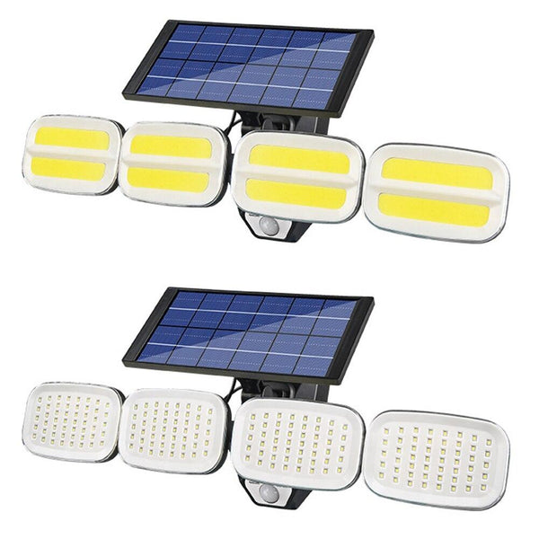 200LED/240COB 4800mAh Four Head Solar Wall Light Remote Control Sensor Solar Lamp Waterproof Garden Outdoor Street Lamp Solar Powered Sunlight