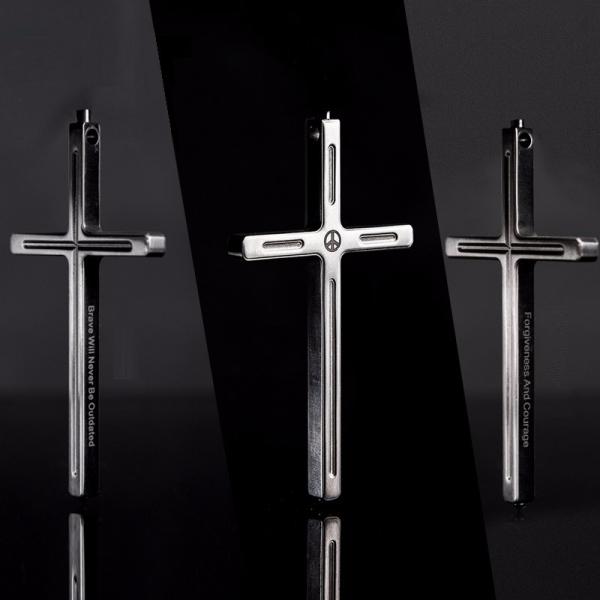 Free Soldier Cross Titanium Alloy Self Defense Protection Pray Necklace Forgiveness And Courage Type