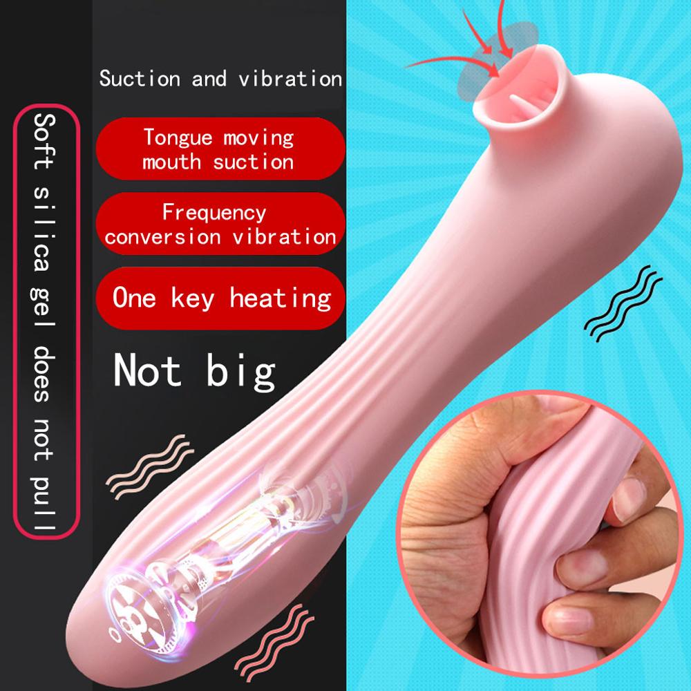 G Spot Dildo Vibrator Clitoral Stimulator Silicone Tongue Licker Inspiratory