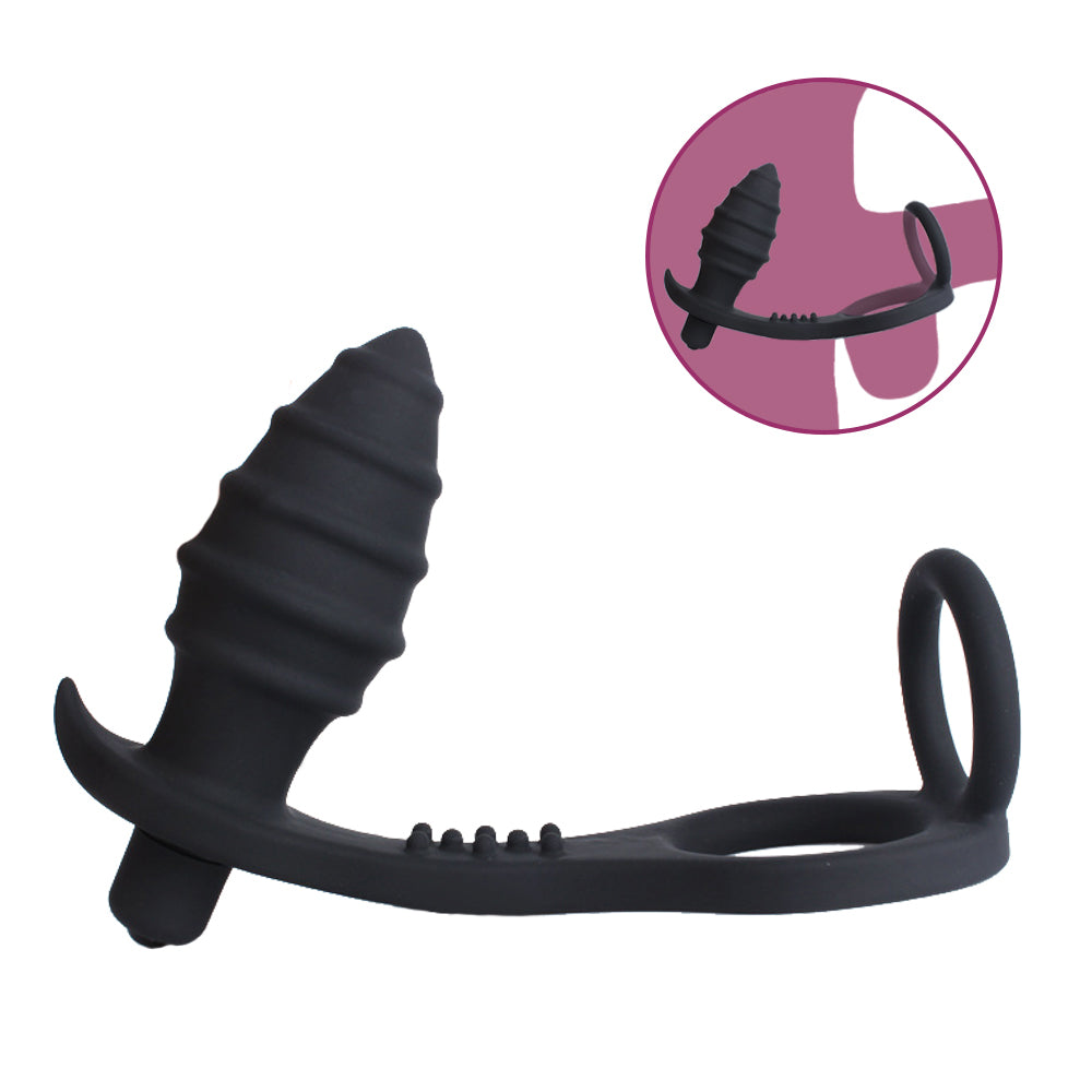 Waterproof Male Prostate Massage Anal Plug Vibrator G-spot Cock Ring Sex Toys Thread Model