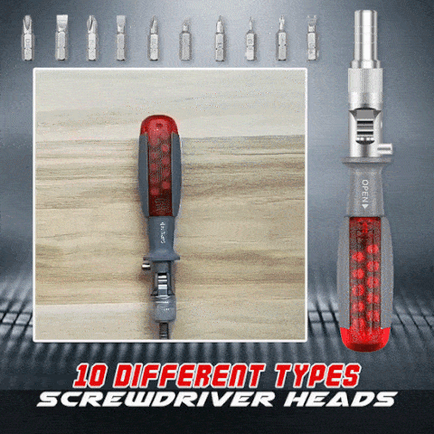 Multi-purpose Rotational Ratchet Screwdriver Multi-angle conversion Built-in 10pcs Screw Bits