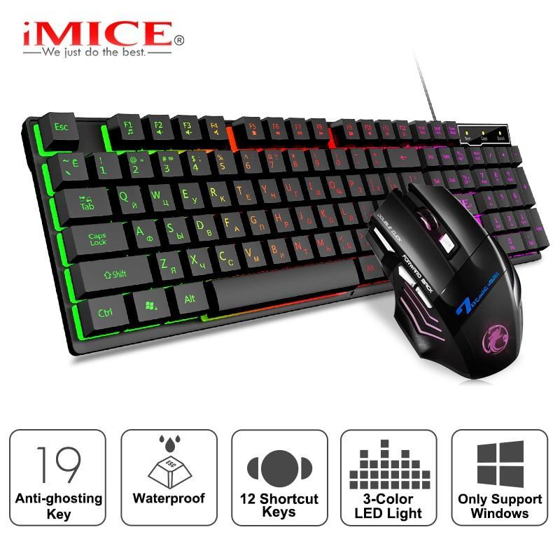 Gaming Keyboard and Mouse Wired Keyboard with Backlight Gamer Kit 5500Dpi Silent Gaming Mouse Set