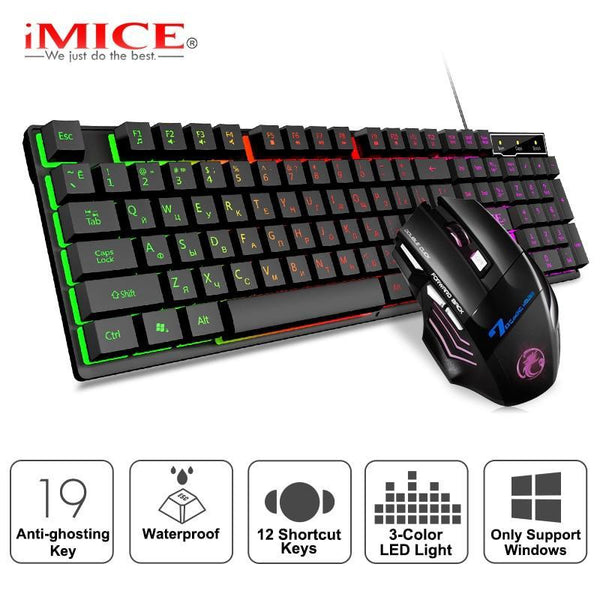 Gaming Keyboard and Mouse Wired Keyboard with Backlight Gamer Kit 5500Dpi Silent Gaming Mouse Set