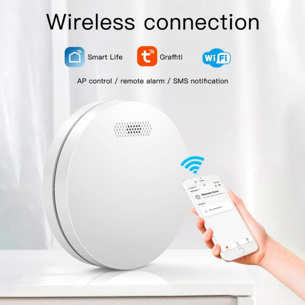 Graffiti Intelligent WiFi Fire Smoke Alarm Home Wireless Smoke Detector Sensor Sound Light Alarm Sensor LED Indicator Flash