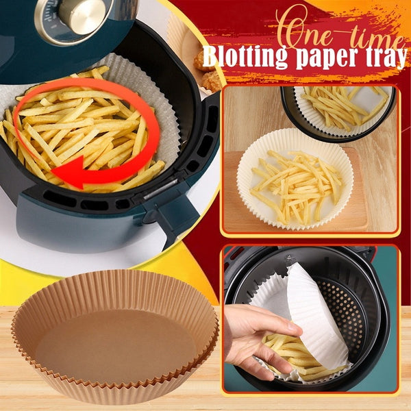100/50pcs 16cm Air Fryer Disposable Paper Liner Non-Stick Mat Parchment Wood Pulp Steamer Round Paper Liner