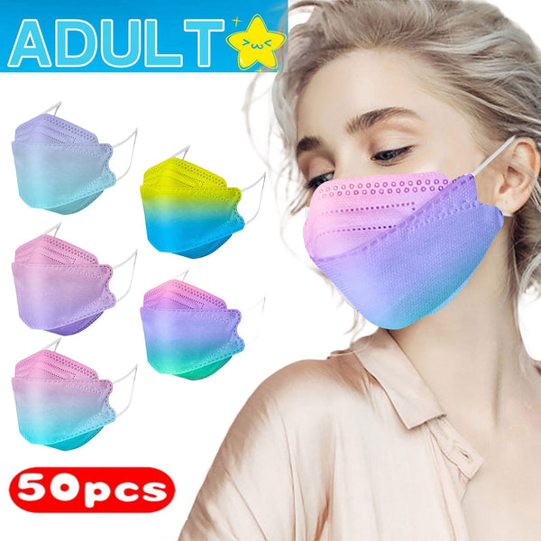 50pcs Korean popular KF94 protective mask adult gradient color 4 layers non-woven filter mask