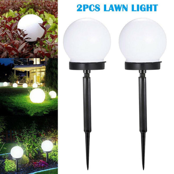 2Pcs LED Ball Light Lamp Solar Power Outdoor Garden Path Yard Lawn Road Courtyard Ground Lamps Waterproof Garden Decor