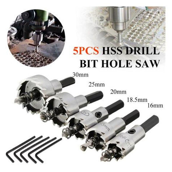 5Pcs HSS 4241 Titanium Coated Hole Saw Tooth Cutter Core Drill Bit 16/18.5/20/25/30mm For Metal And Steel Plate Cutting Hole Opener