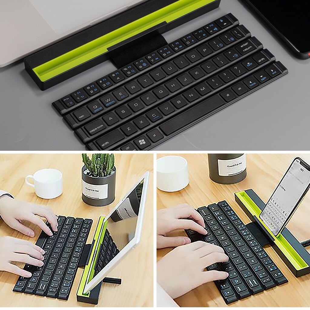 64 Keys Reel Portable Mini Folding Bluetooth Keyboard Foldable Wireless Keypad for Tablet Phone iPad