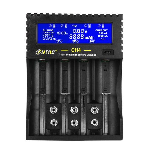 HTRC 4 Slots Battery Charger 18650 Li-ion Li-fe Ni-MH Ni-CD Charger for AA/AAA/18650/26650/6F22/16340/9V Battery Smart Charger