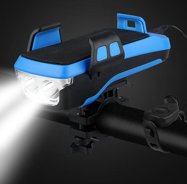 Multifunction 4 IN 1 Bicycle Light Powerful Bike Flashlight Bike Horn Power Bank Bicycle Front Light as Phone Holder