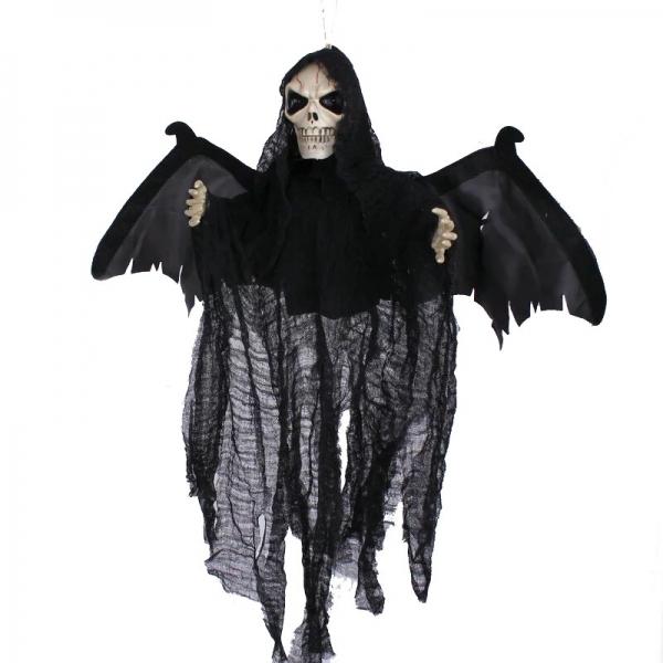 Halloween Party Decoration Hanging Ghost Witch Voice and Red Light Eyes Black