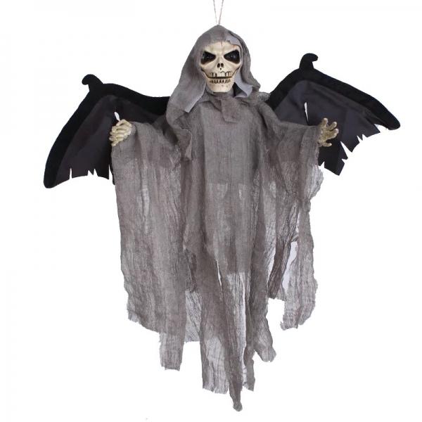 Halloween Party Decoration Hanging Ghost Witch Voice and Red Light Eyes Gray