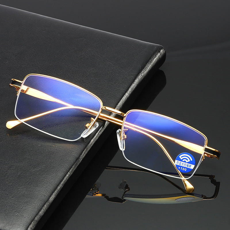 Half Frame Reading glasses Presbyopic Anti blue Light Eyewear women Men Business Metal Computer Goggle 0 +1.5 +2.5 +4.0