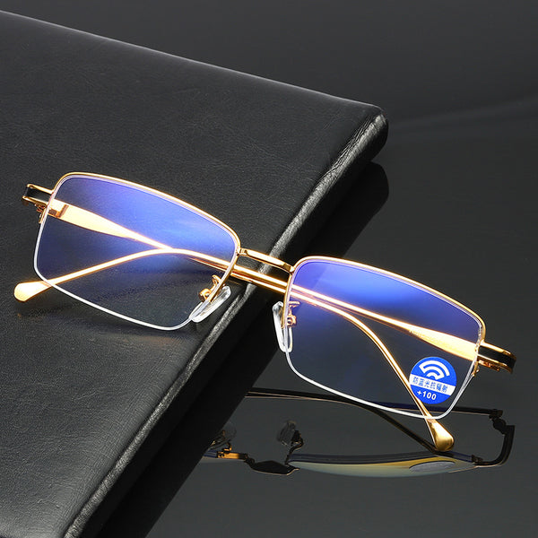 Half Frame Reading glasses Presbyopic Anti blue Light Eyewear women Men Business Metal Computer Goggle 0 +1.5 +2.5 +4.0