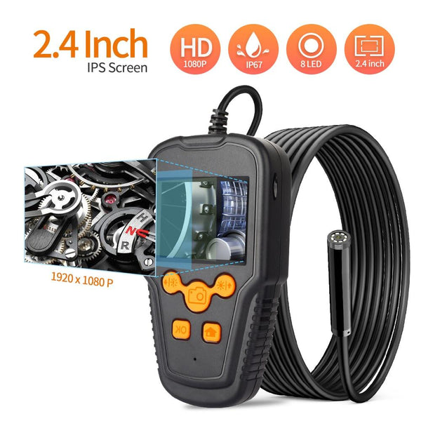 Digital Borescope 2.4 inch Color LCD Endoscope Camera 8MM IP67 Waterproof Semi-Rigid Snake Camera With 8 LED for Car