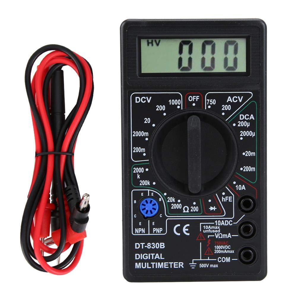 DT830B AC/DC Mini Multimeter With Probe For Volt Amp Ohm Tester Meter Voltmeter Ammeter Overload Protection