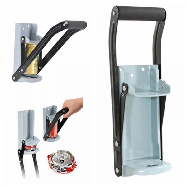 Heavy Gauge Steel Construction With Cushion Grip Handle Wall Mounted Can Crusher 16Oz With Bottle Opener 16Oz Can Crusher