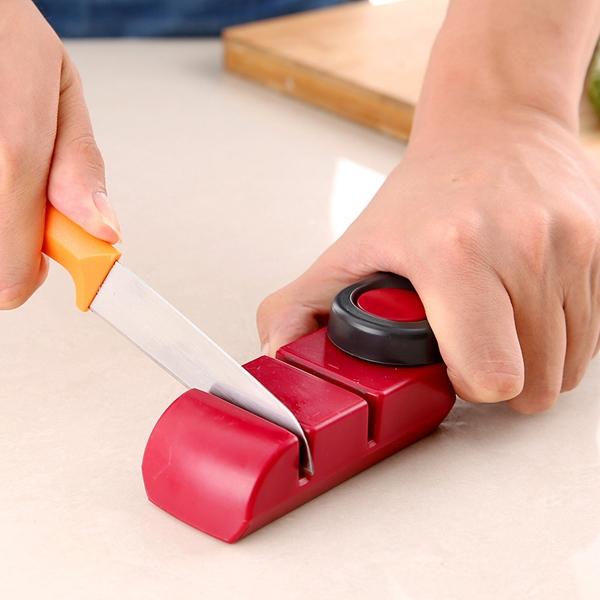 High-grade Dual Slots Anti-slip Home Use Knife Sharpener Grinder Red