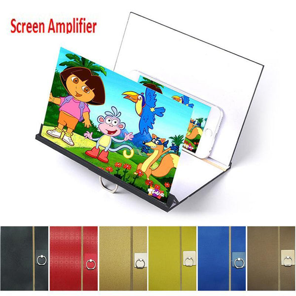 Mobile Phone Screen Magnifier 3D Video Magnifying Glass Eye Protector Multi-function Smart-phone Bracket Holder Random Color