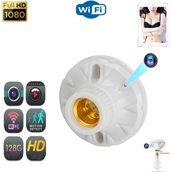 Home Hotel Ceiling E27 Lamp Holder Wifi Mini Camera Bulb Socket Base HD Wireless IP Camera Live Streaming APP Remote Monitoring