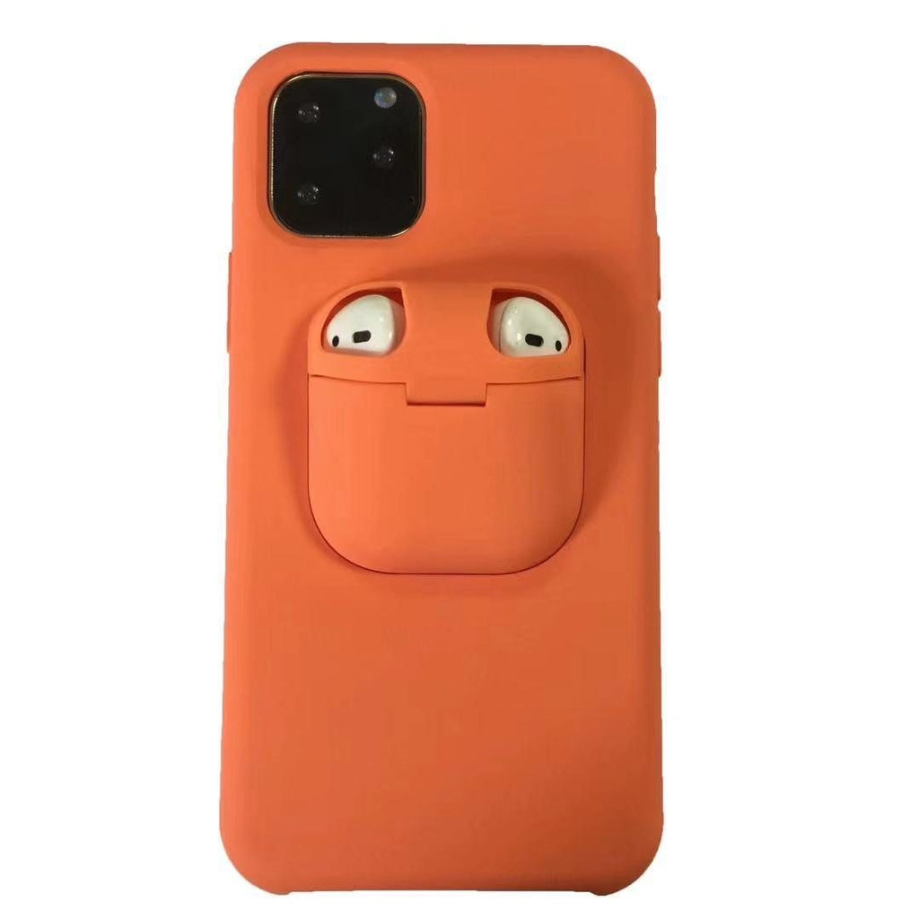 2 In 1 Hybrid Phone Case Earphone Storage Box Shockproof Case for iPhone 11 /Pro/Max Cover