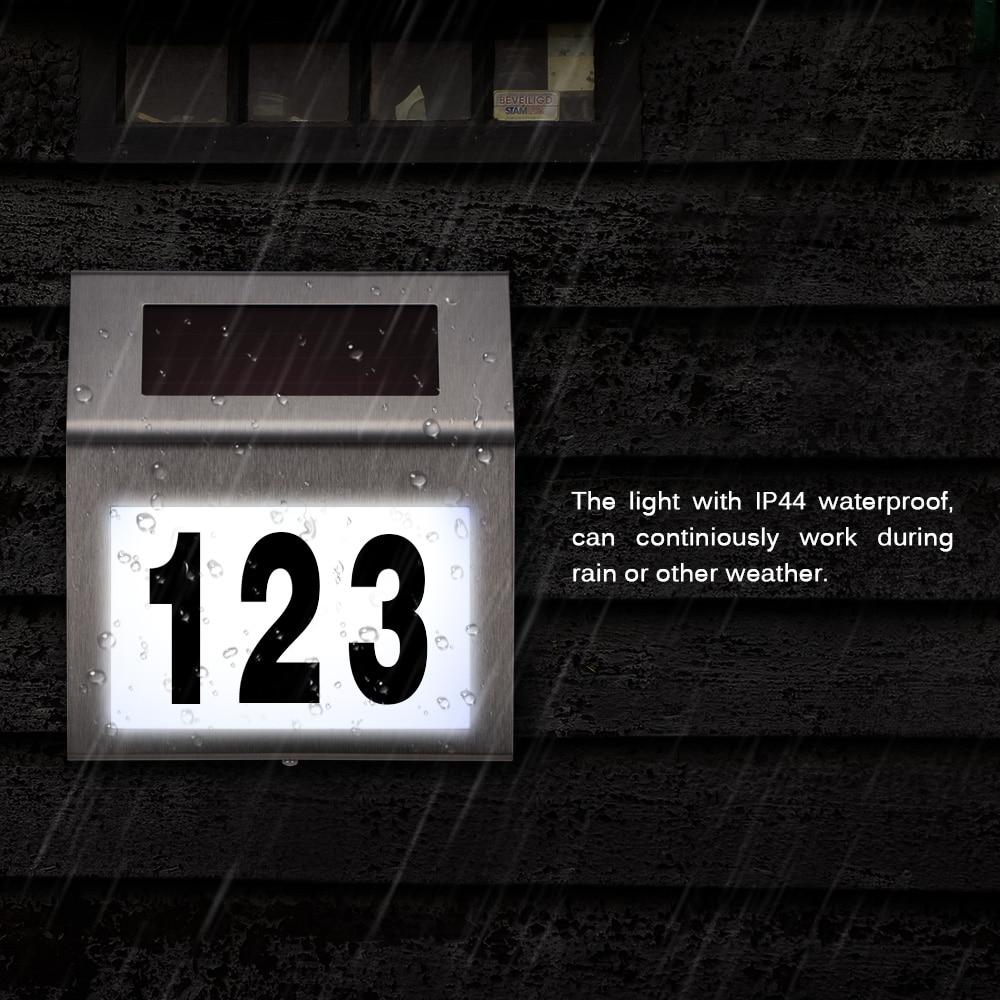 House Number Outdoor LED Solar Light  Door  Plate Home Address  And Letters Waterproof Doorplate