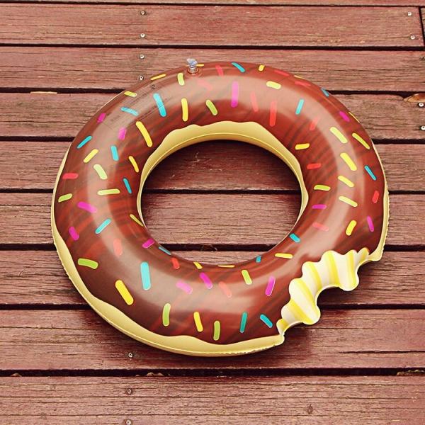 70cm Inflatable Swim Ring Float Raft Cut Chipped Strawberry Donut Style Coffee
