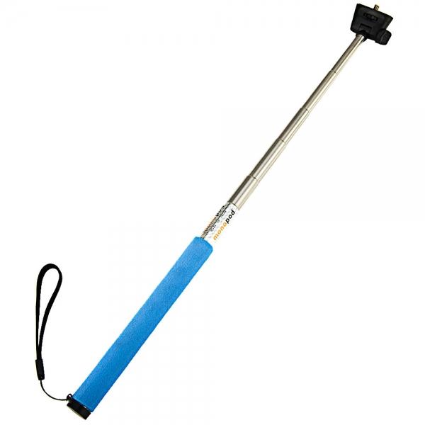 J022-2 Soft Sponge Aluminum Alloy Selfie Rod Monopod with Mount Adapter for GoPro Hero 4/DV and More Blue & Silver