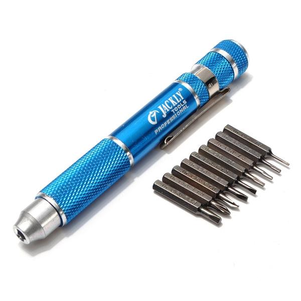 JACKLY 9-in-1 Electronics Repair Tools Precision Screwdriver Kit, Blue