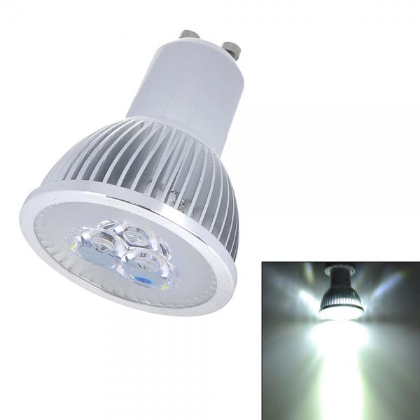 JR-GU10-3W 300LM 6000-6300K 3-LED White Spotlight Silver (85-265V)