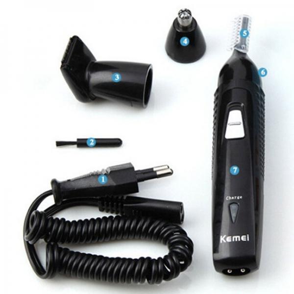 KM-309 3-in-1 Multifunctional Electric Nose Hair Trimmer Hair Removal Cutter Temple Eyebrow Trimmer EU Plug Black