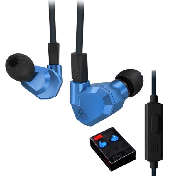 KZ ZS5 HIFI 8 Driver Double Balanced Armatures Double Dynamic Hybrid Headphone - Blue with Mic