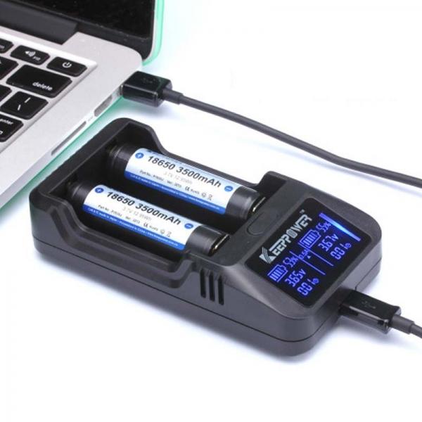 KeepPower L2 LCD Display 26650/18650/16340 Battery Dual Slot Intelligent Charger