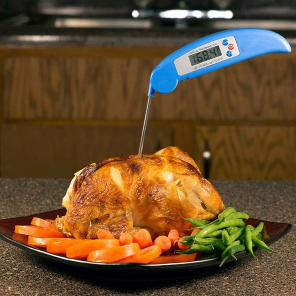 -50℃ - 300℃ Instant Read Folding Cooking Thermometer for Grill BBQ Breakfast Milk Soup Temperature Measurement Kitchen Tool Restaurant Blue