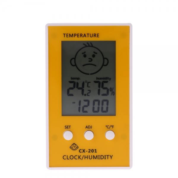 LCD Digital Thermometer Hygrometer Clock Weather Station Yellow - stringsmall