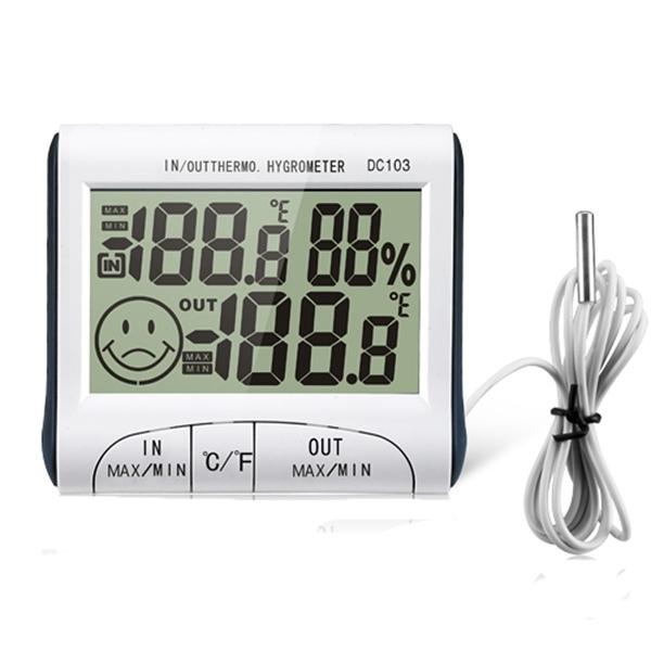 LCD Digital Thermometer Hygrometer Temperature Humidity Meter Clock White
