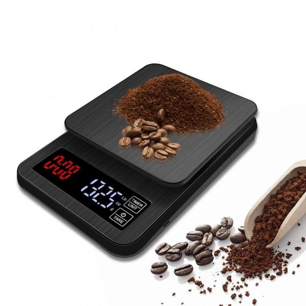 LED Electronic Drip Coffee Scale with Timer for Household Cooking Baking Weighing with Precision Sensors Black - 5kg/0.1g