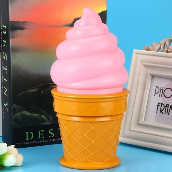 LED Ice Cream Cone Night Light Table Desk Lamp for Kids Room Decor Light Red