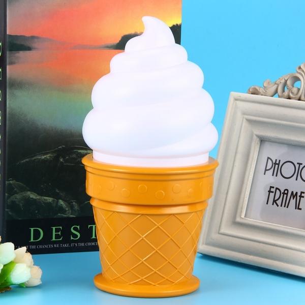 LED Ice Cream Cone Night Light Table Desk Lamp for Kids Room Decor Light White