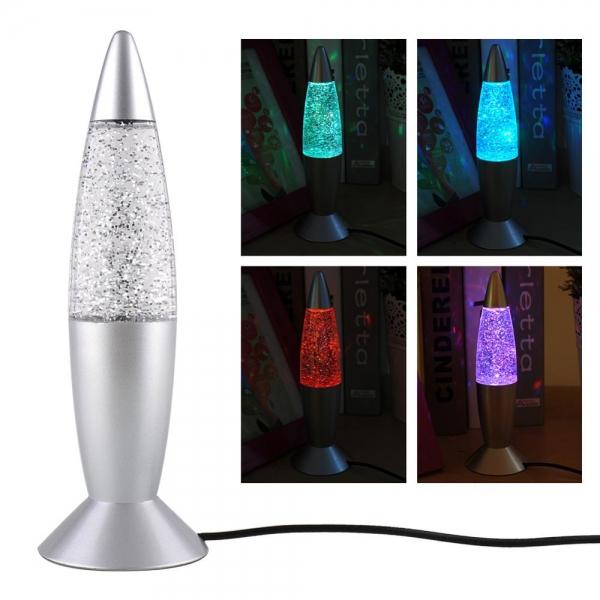 LED Lava Glitter Rocket Night Light USB Powered Multi Color Changing RGB Lamp Bedroom Office Bar Party Decoration Light