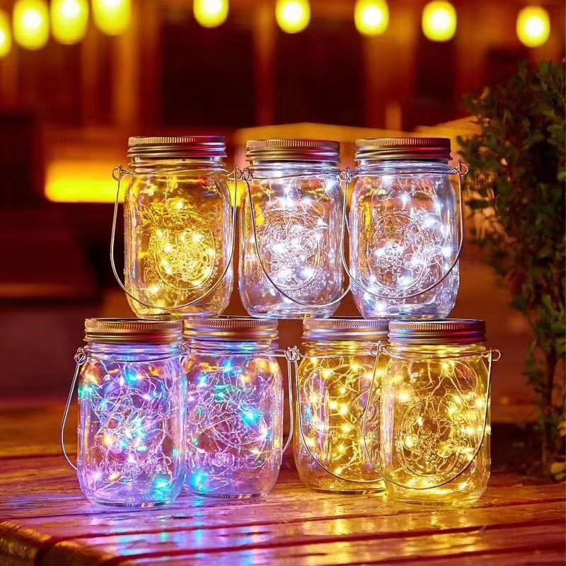 1Pc LED Night Lamp Mason Jars 20LEDs 2M Fairy Cap Light Solar Sensor Lights Garden Decor Light String 2021 Christmas Lights Outdoor