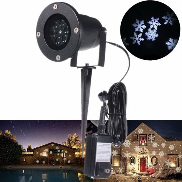LED Snowflake Landscape Projector Light Outdoor Garden Yard Holiday Xmas Lamp US Plug Black
