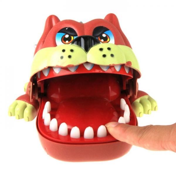 Funny Big Mouth ShaPi Dog Push Teeth Bite Finger Game Toy for Kids Red