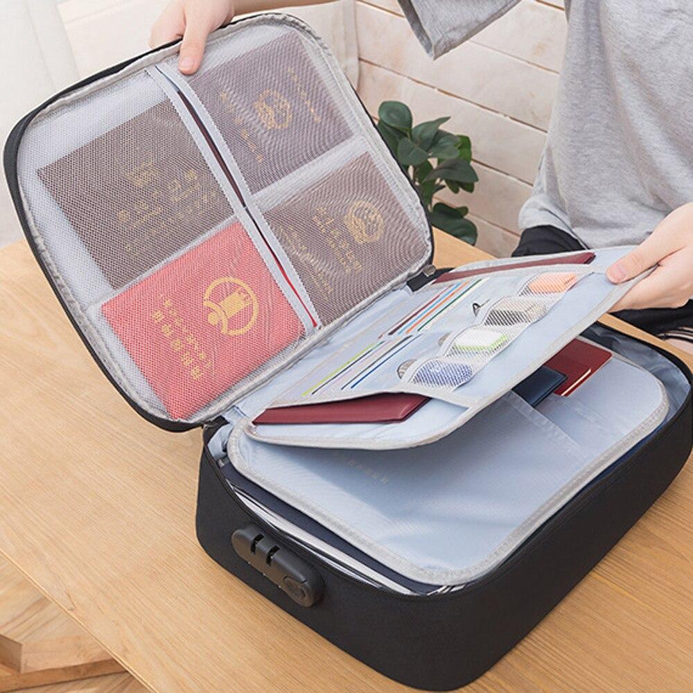 Large Capacity Multi-layer Document Tickets Storage Bag Certificate File Organizer Case Home Travel Passport Cards Bag with Lock